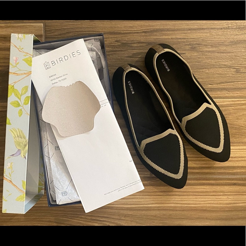 BIRDIES Worn Once Blackbird Jet Washable Flats sz 8.5 38.5